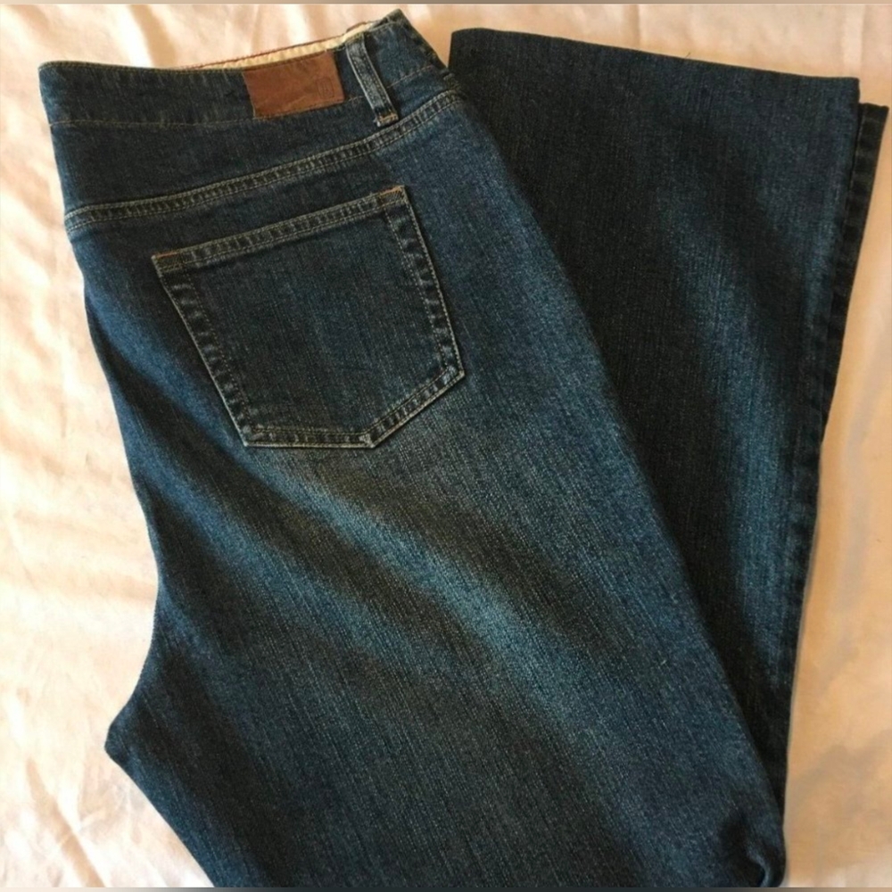 Lands' End Original Fit Classic Waist Boot Cut Denim Blue Jeans Size 16